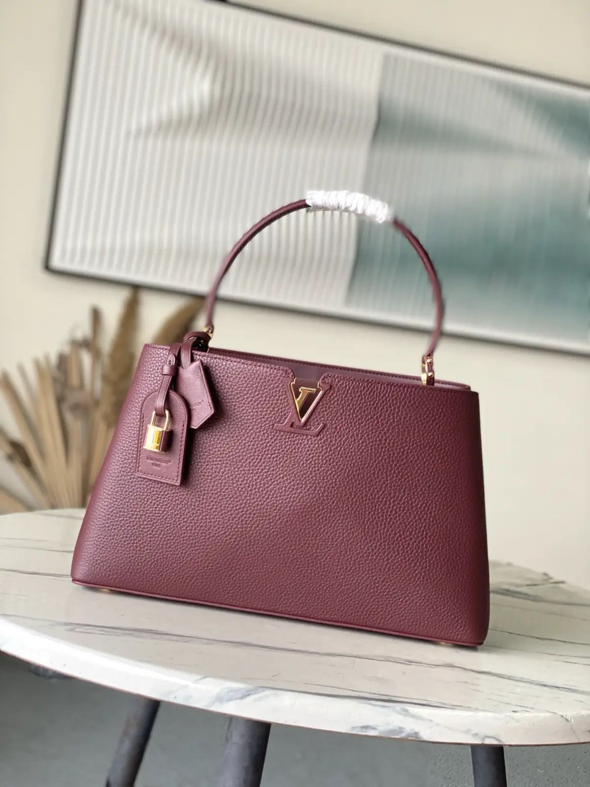 Louis Vuitton Burgundy Capucines Top Handle Bag image 1