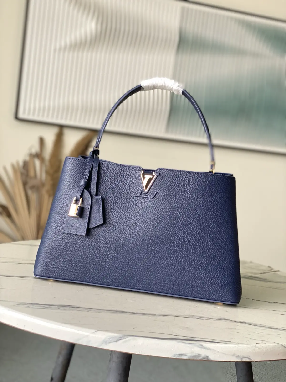 Louis Vuitton Navy Blue Capucines Top Handle Bag image 1
