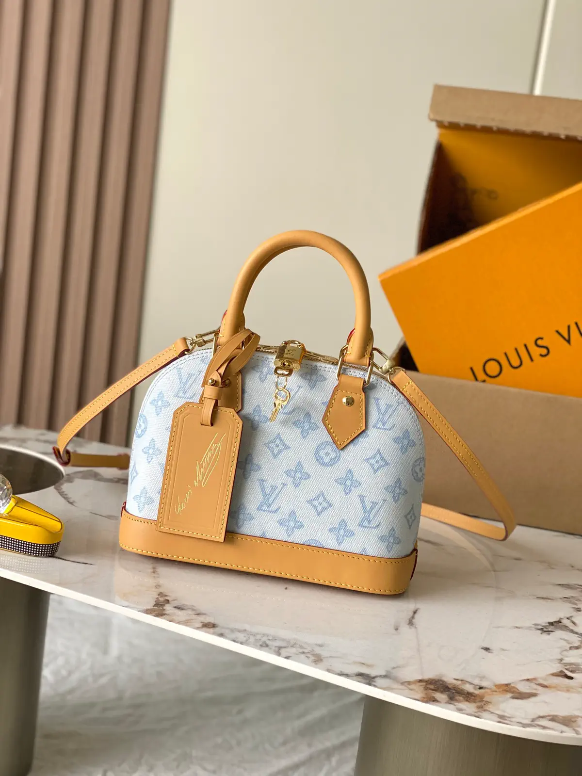Louis Vuitton Light Blue Monogram Alma BB Top Handle Bag image 1
