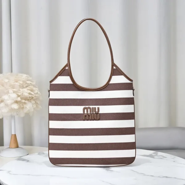 Miu Miu Striped Canvas Tote Bag image 1