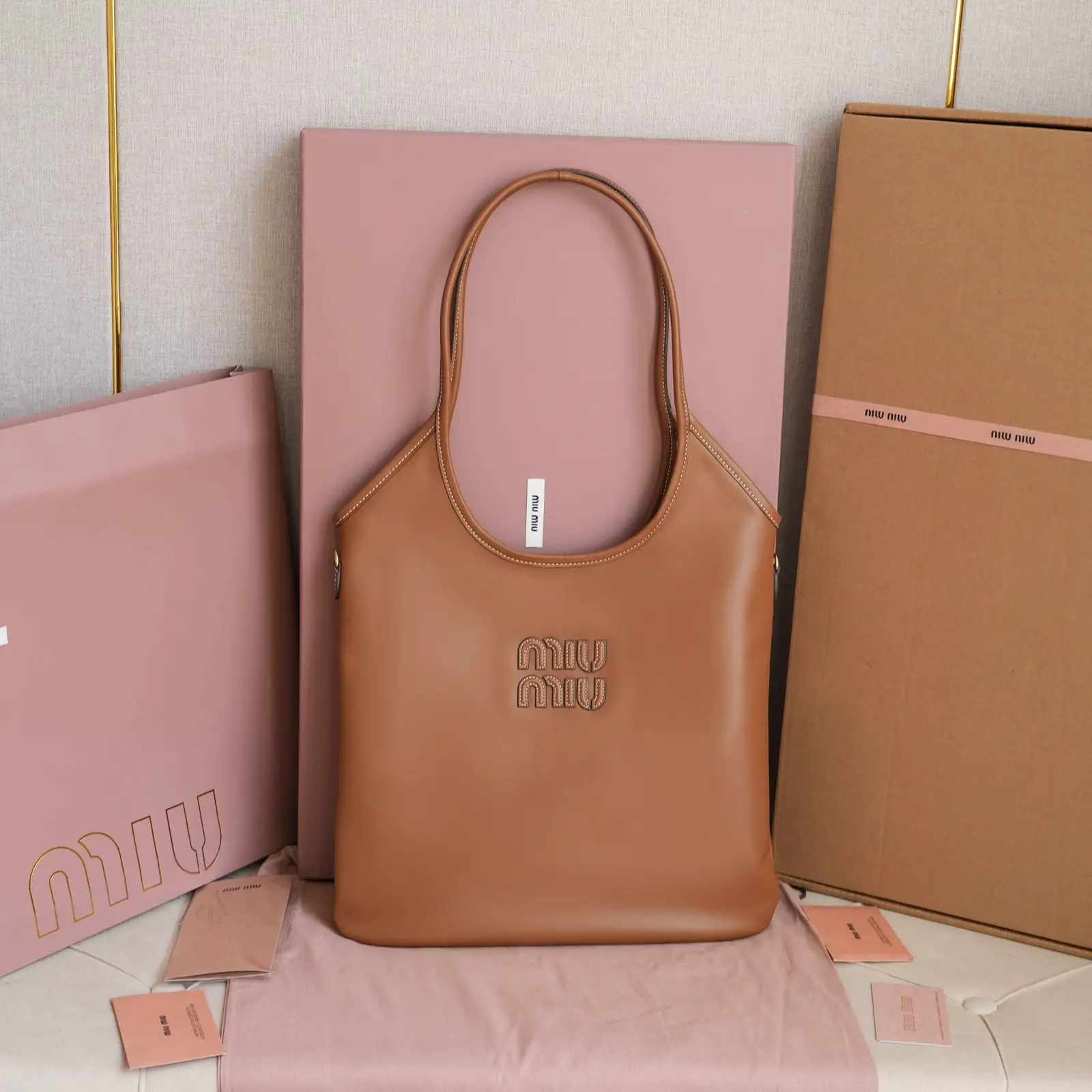 Miu Miu Leather Logo Tote Bag image 1