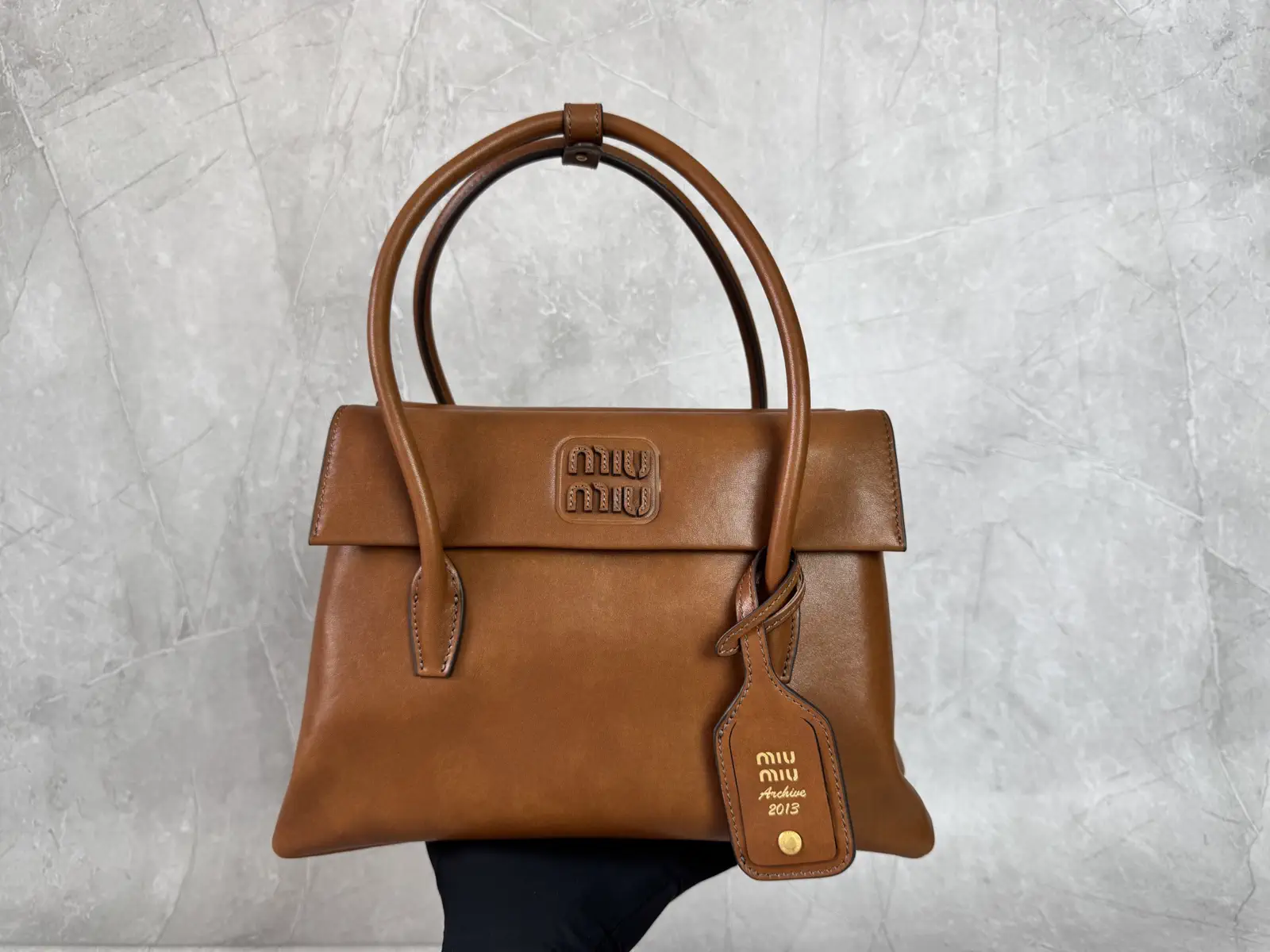 Miu Miu Structured Leather Top Handle Bag image 1