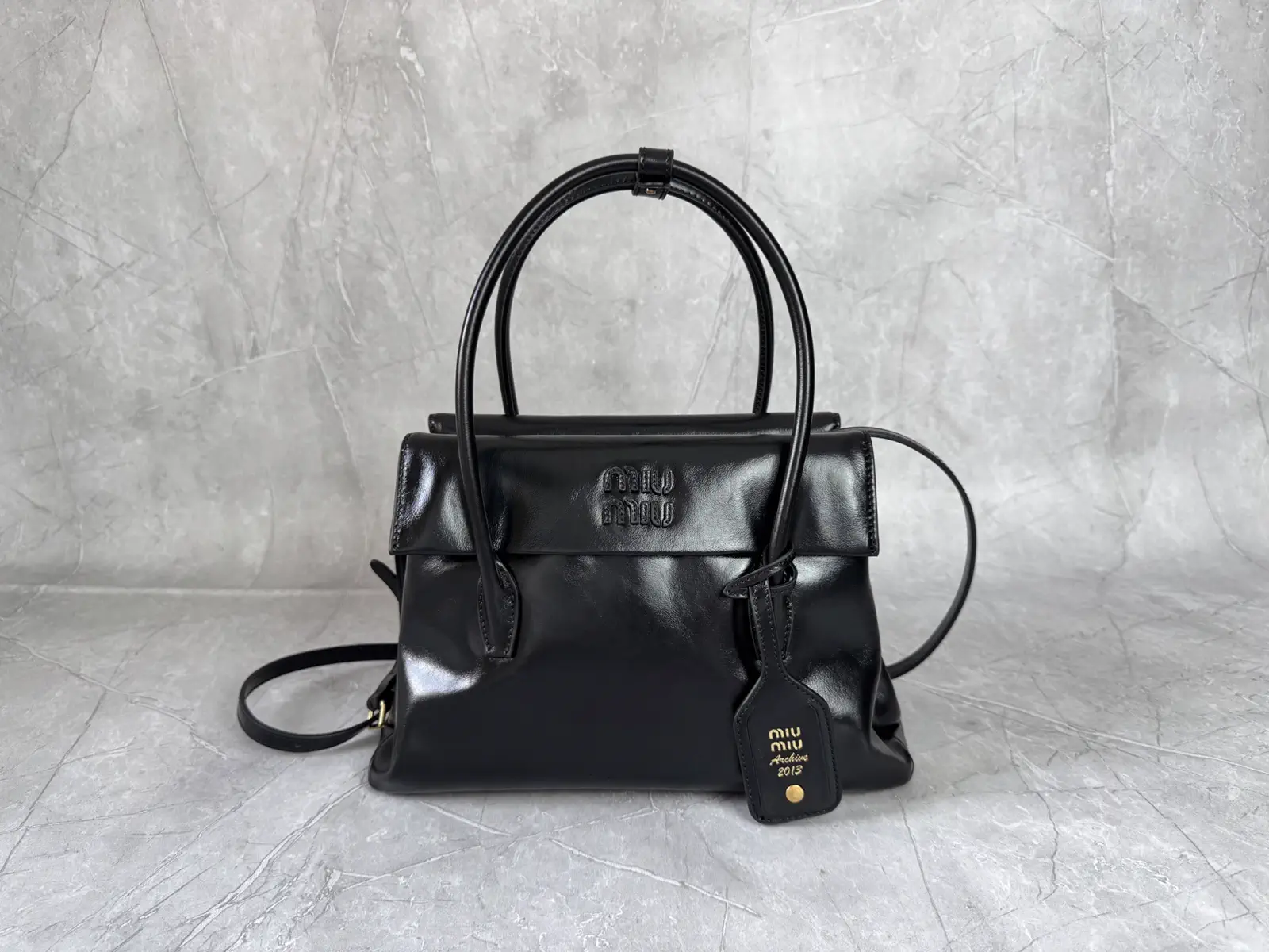 Miu Miu Structured Leather Top Handle Bag image 1