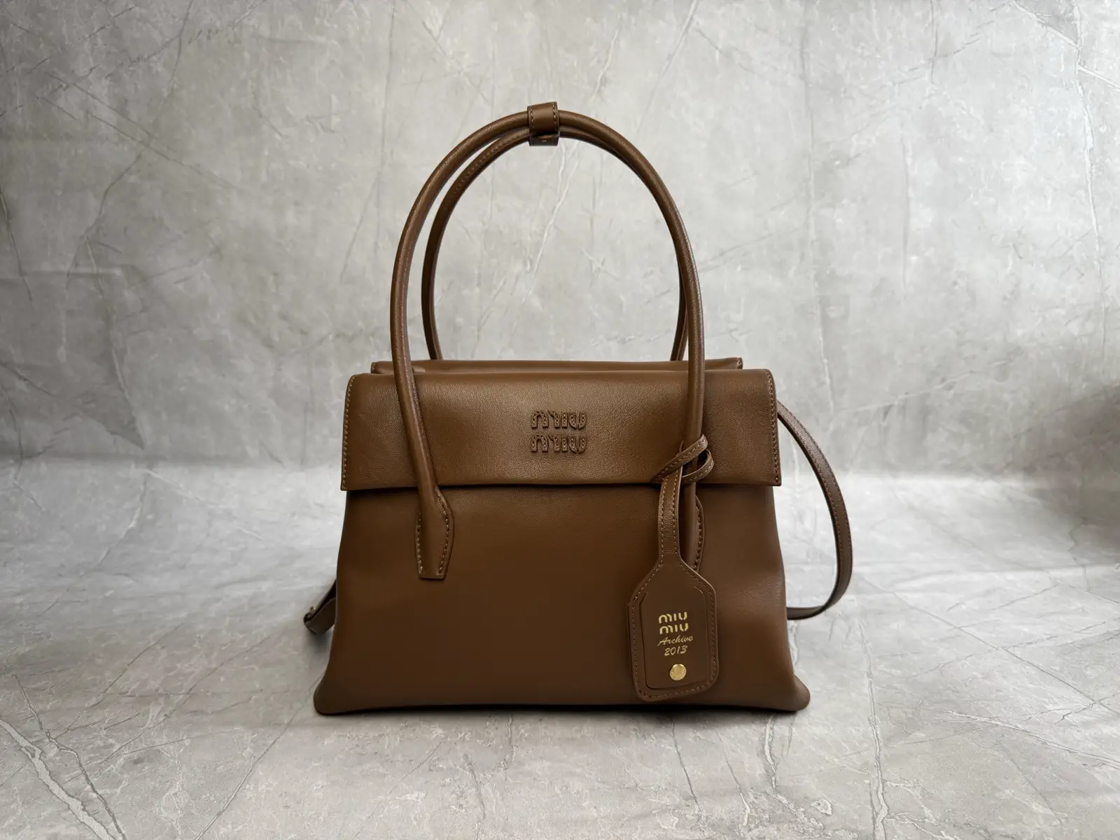 Miu Miu Structured Leather Top Handle Bag image 1