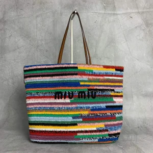 Miu Miu Multicolor Striped Crochet Tote Bag image 1