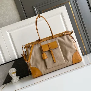 Prada Beige Canvas with Leather Trim Tote Bag image 1