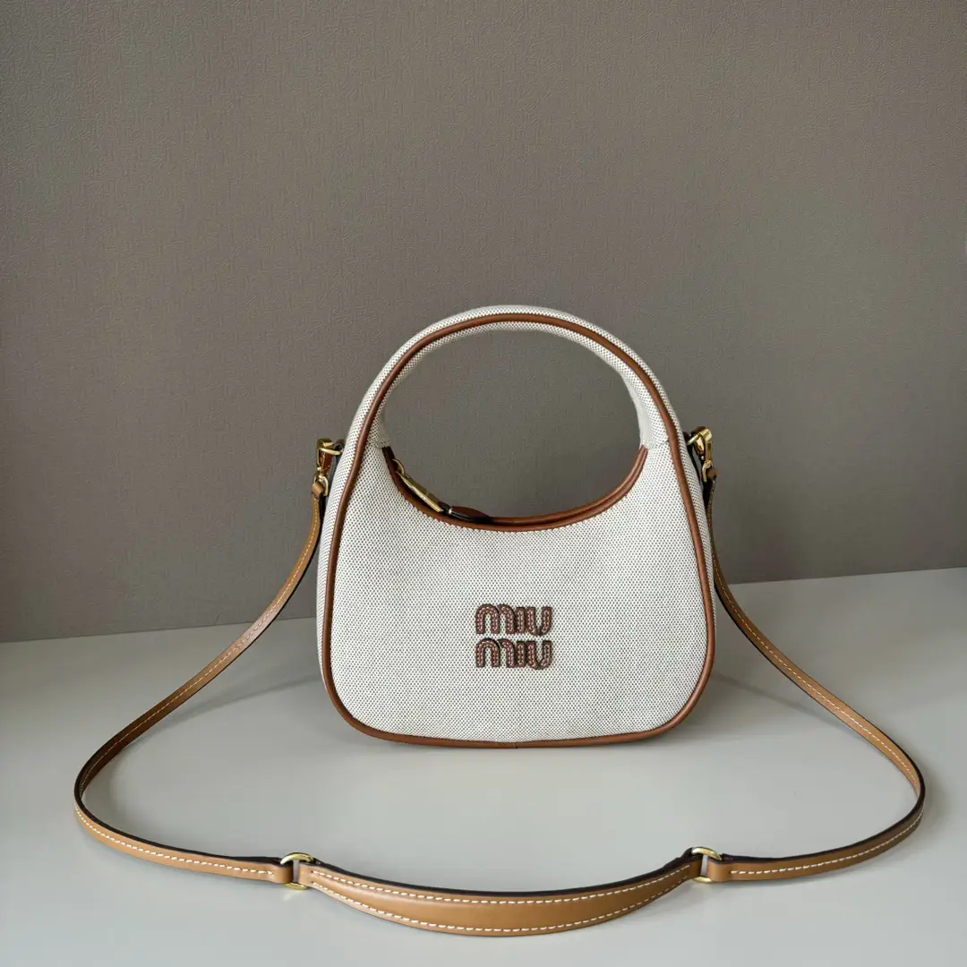 Miu Miu Canvas Leather Trim Top Handle Bag image 1