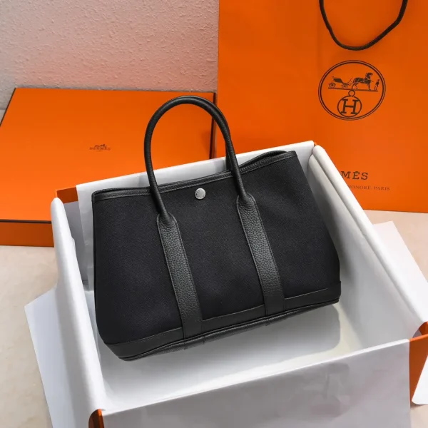Hermès Black Canvas Garden Party 30 Tote Bag image 1