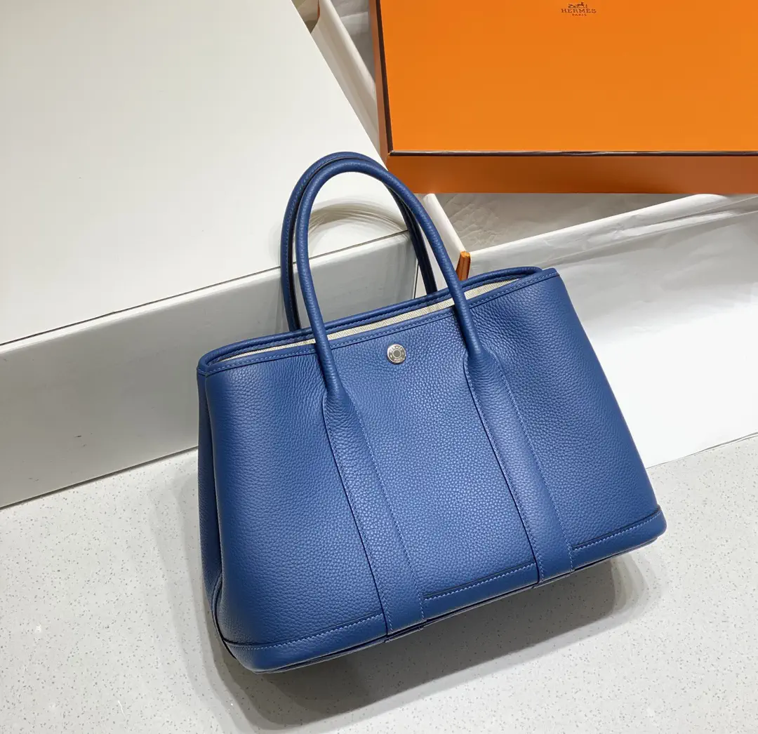 Hermès Blue Togo Leather Top Handle Bag image 1