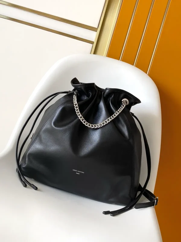 Louis Vuitton Black Leather Drawstring Shoulder Bag image 1