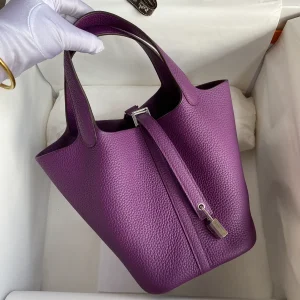 Hermès Purple Leather Top Handle Bag image 1