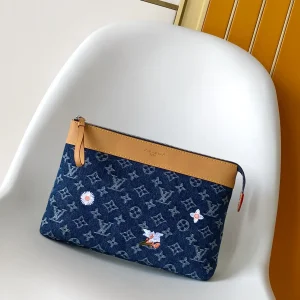 Louis Vuitton Monogram Denim Embroidered Clutch image 1