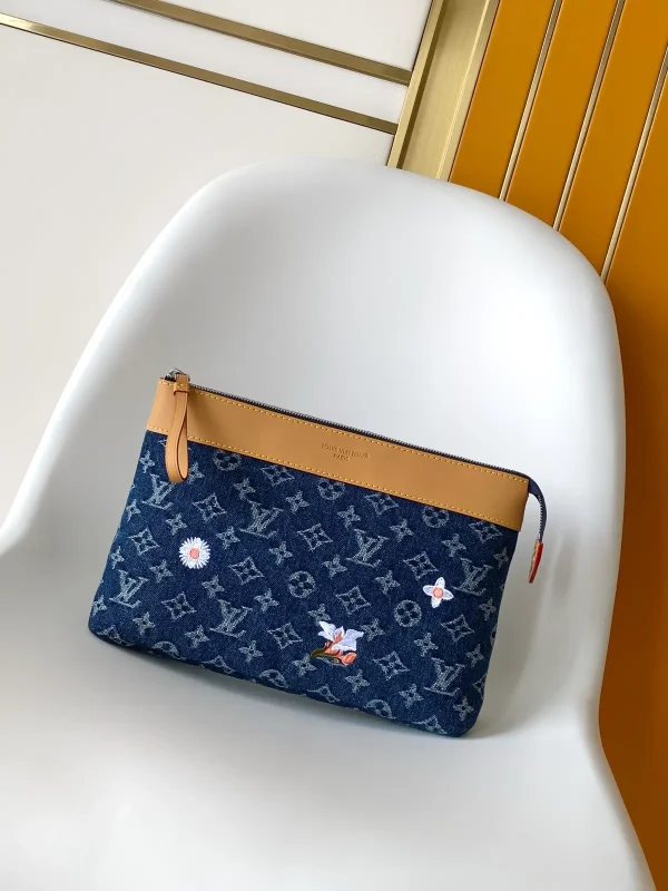 Louis Vuitton Monogram Denim Embroidered Clutch image 1