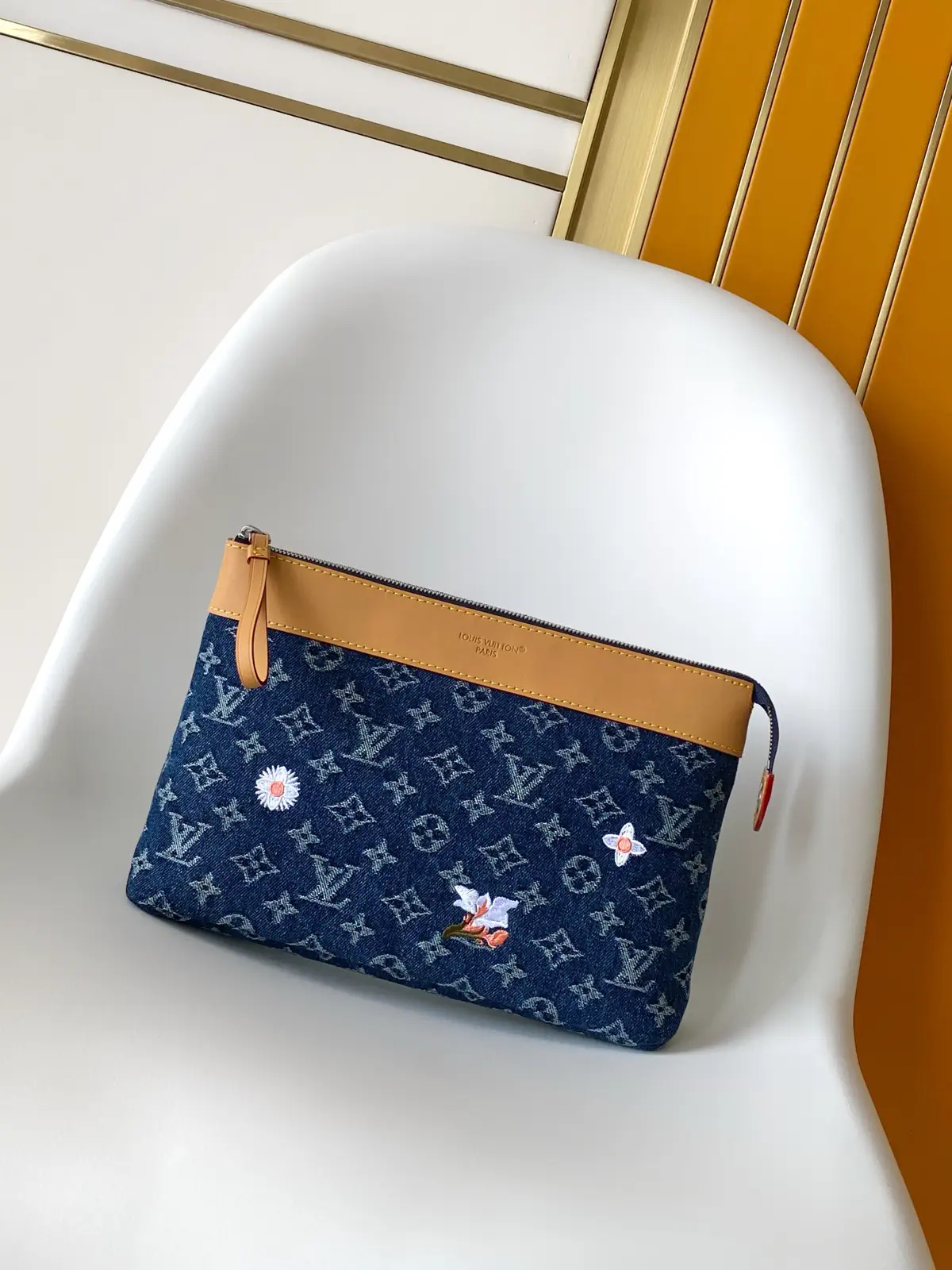 Louis Vuitton Monogram Denim Embroidered Clutch image 1