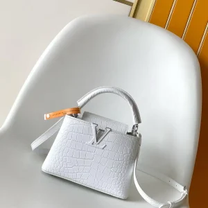 Louis Vuitton White Croc-Embossed Capucines Top Handle Bag image 1