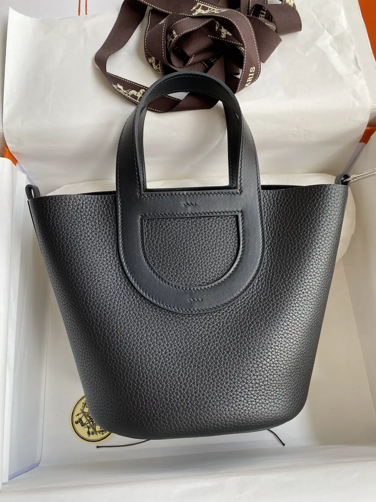 Hermès Black Leather Top Handle Bag image 1