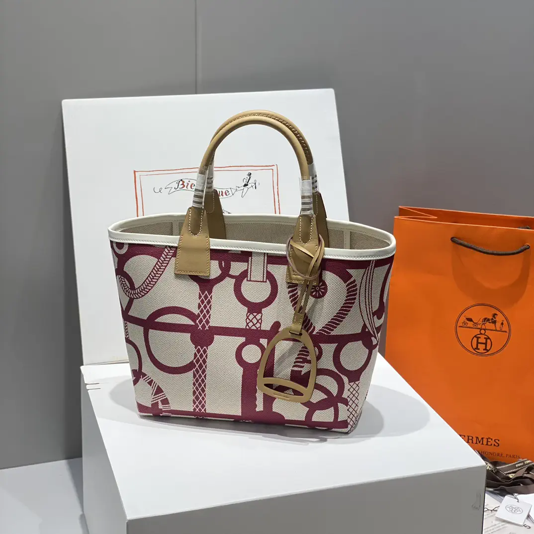 Hermès Equestrian Pattern Canvas Tote Bag image 1