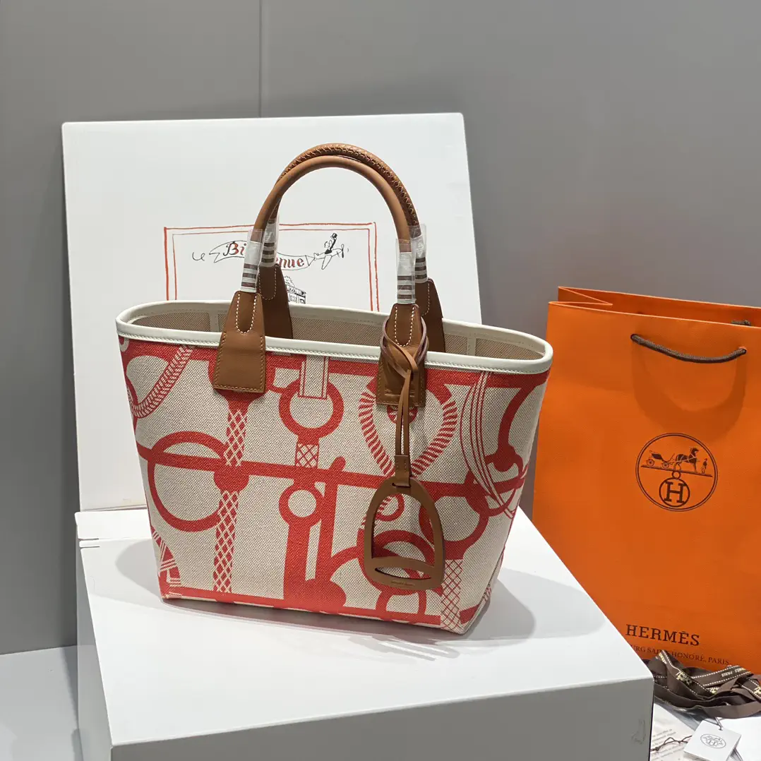Hermès Canvas Tote Bag with Equestrian Print image 1