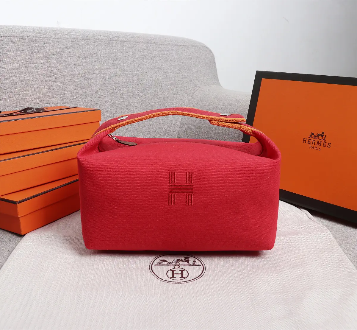 Hermès Canvas Toiletry Bag with Embroidered H Logo image 1