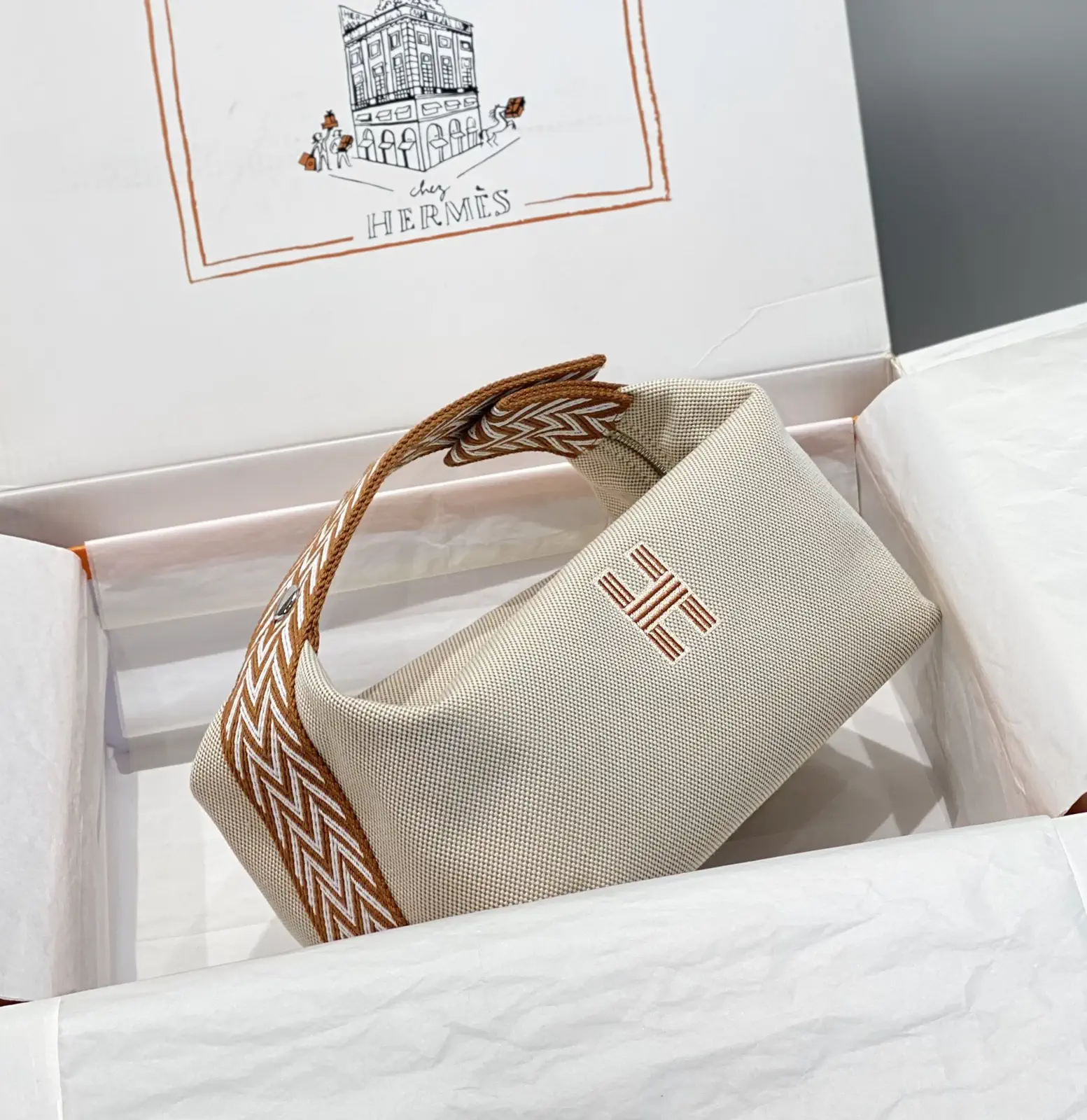 Hermès Canvas Top Handle Toiletry Bag image 1