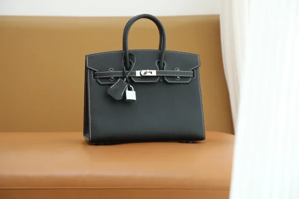 Hermès Black Contrast Stitch Top Handle Bag image 1