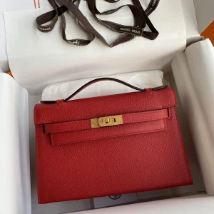 Hermès Red Top Handle Clutch Bag image 1