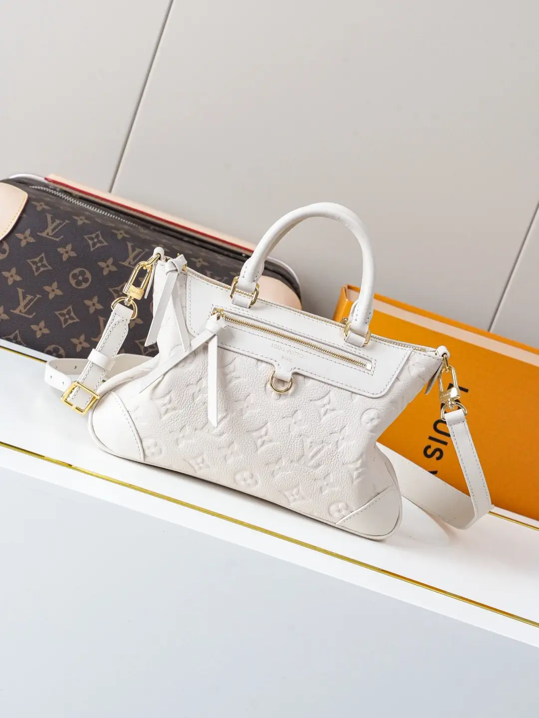 Louis Vuitton White Monogram Empreinte Leather Top Handle Bag image 1
