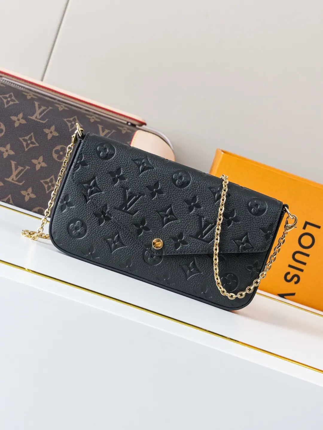 Louis Vuitton Black Monogram Empreinte Pochette Félicie Chain Bag image 1