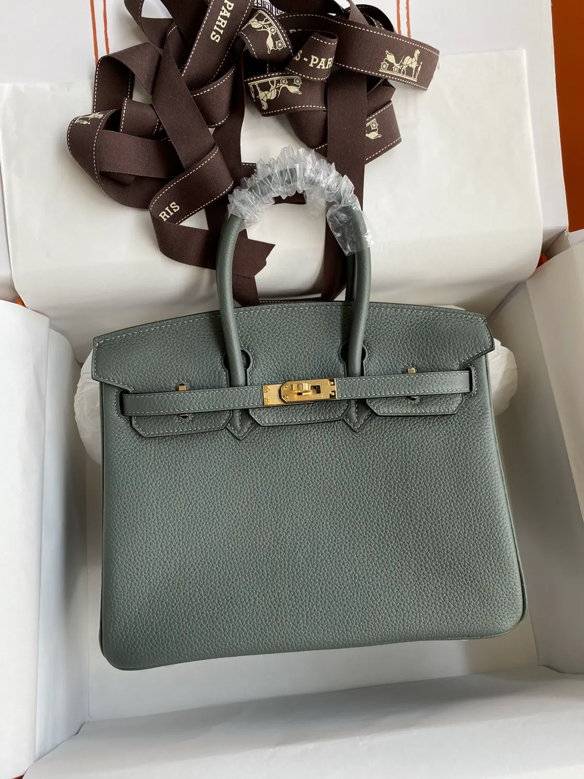 Hermès Almond Green Top Handle Bag image 1