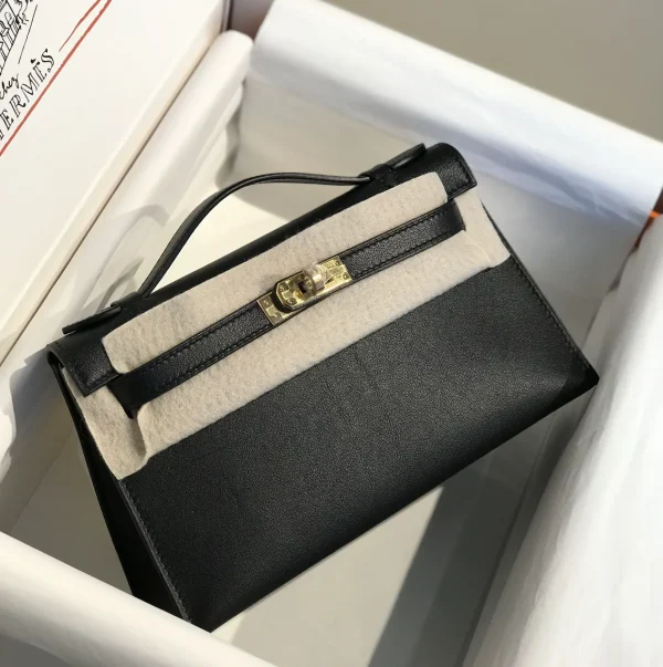 Hermès Black Kelly Pochette Top Handle Bag image 1