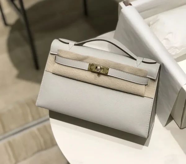 Hermès Light Gray Kelly Pochette Clutch image 1