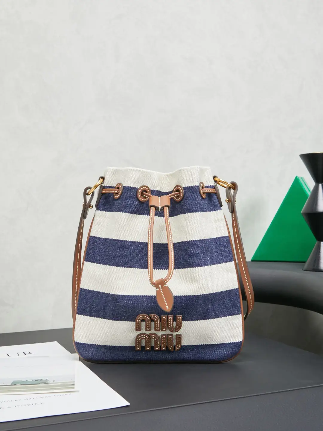 Miu Miu Striped Bucket Bag image 1