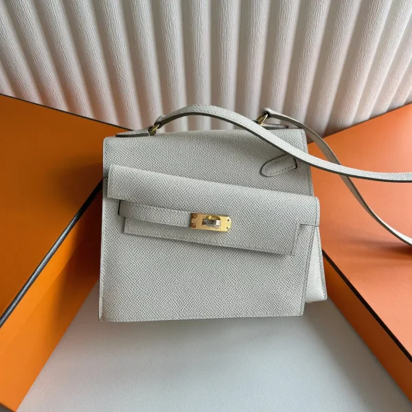 Hermès Light Gray Double-Sided Kelly Top Handle Bag image 1