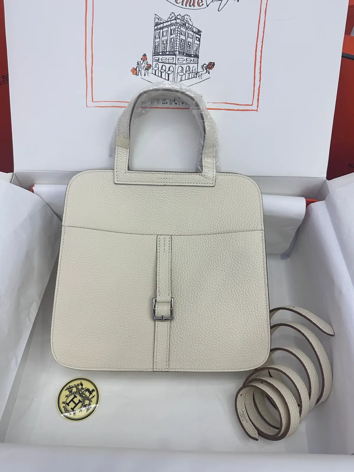 Hermès Cream White Top Handle Bag image 1