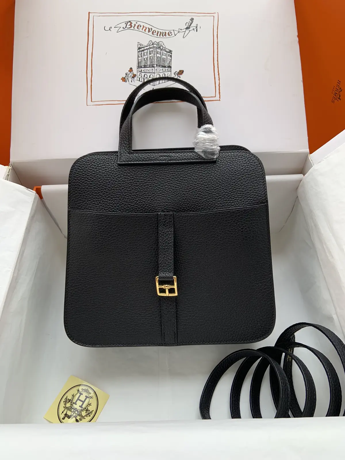 Hermès Black Halzan Top Handle Bag image 1