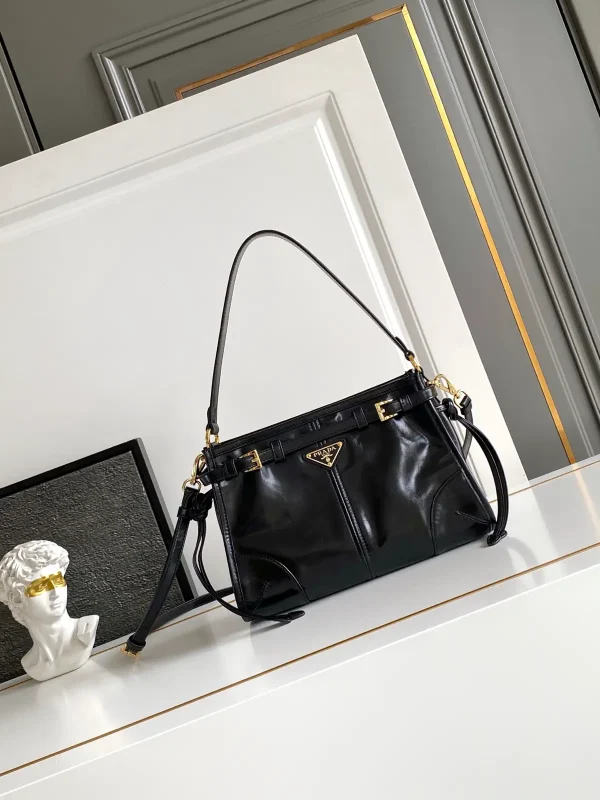Prada Black Glossy Leather Crossbody Bag image 1