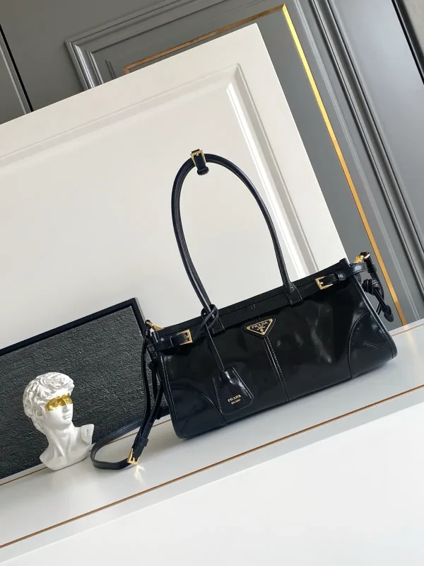 Prada Black Leather Top Handle Bag image 1