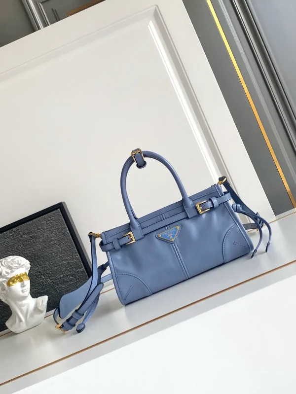 Prada Light Blue Mini Top Handle Bag with Detachable Strap image 1