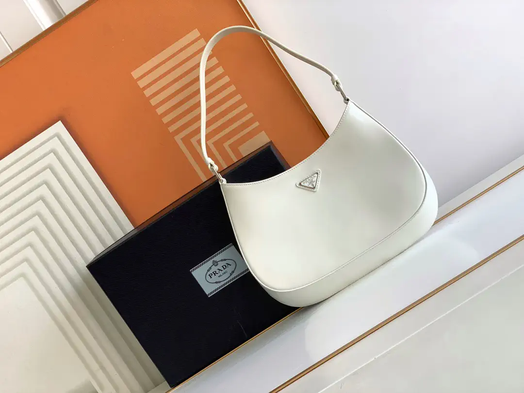 Prada White Leather Hobo Shoulder Bag image 1