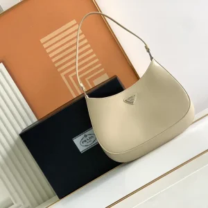 Prada Beige Leather Hobo Shoulder Bag image 1