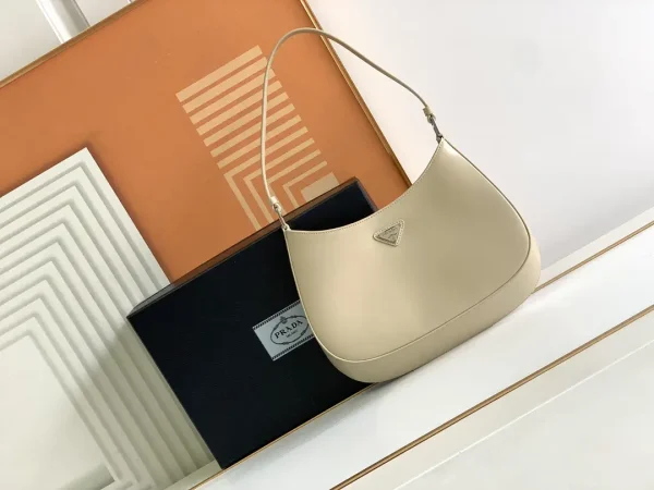 Prada Beige Leather Hobo Shoulder Bag image 1