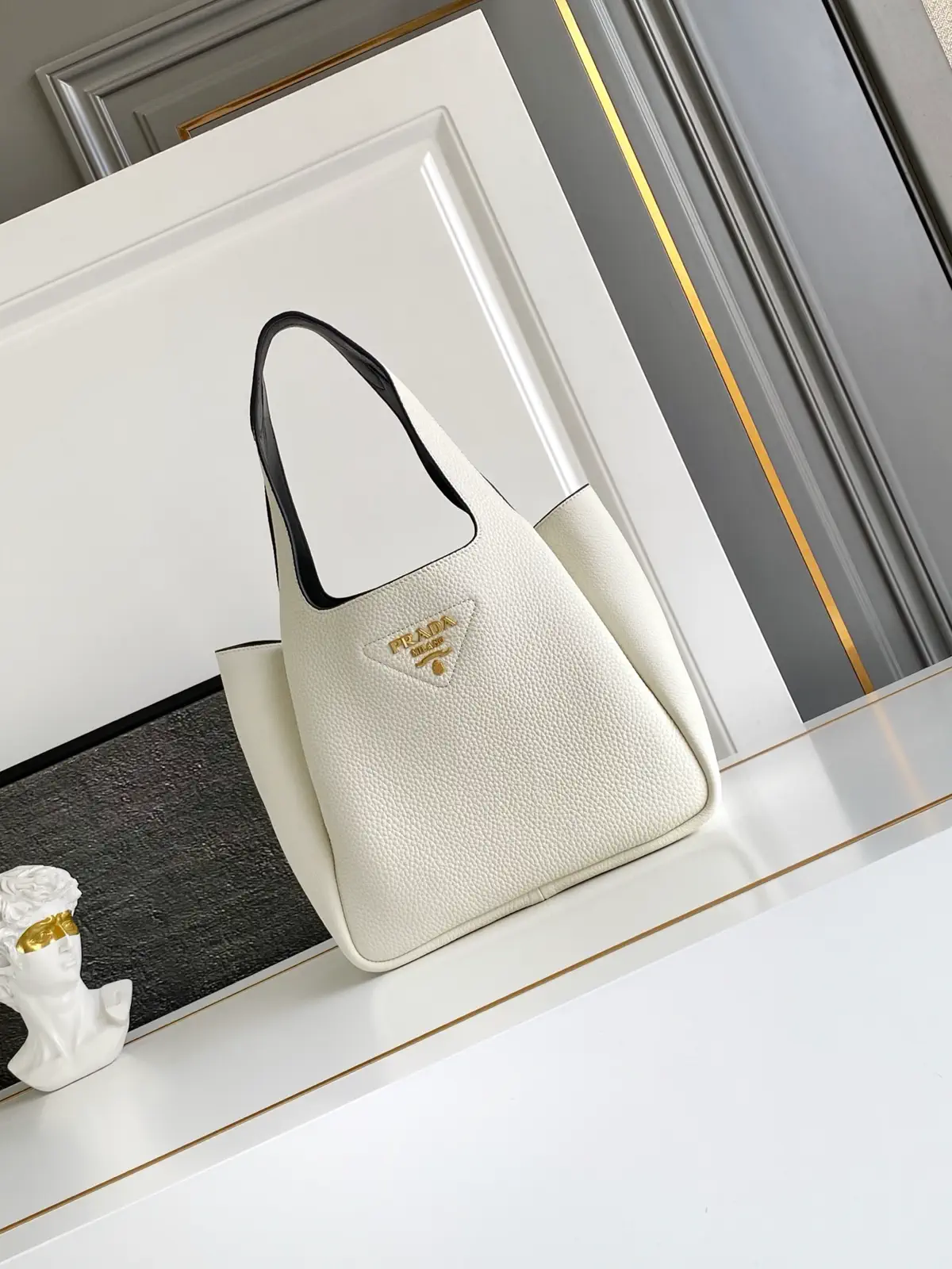 Prada White Leather Tote Bag image 1