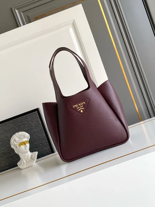 Prada Burgundy Leather Tote Bag image 1