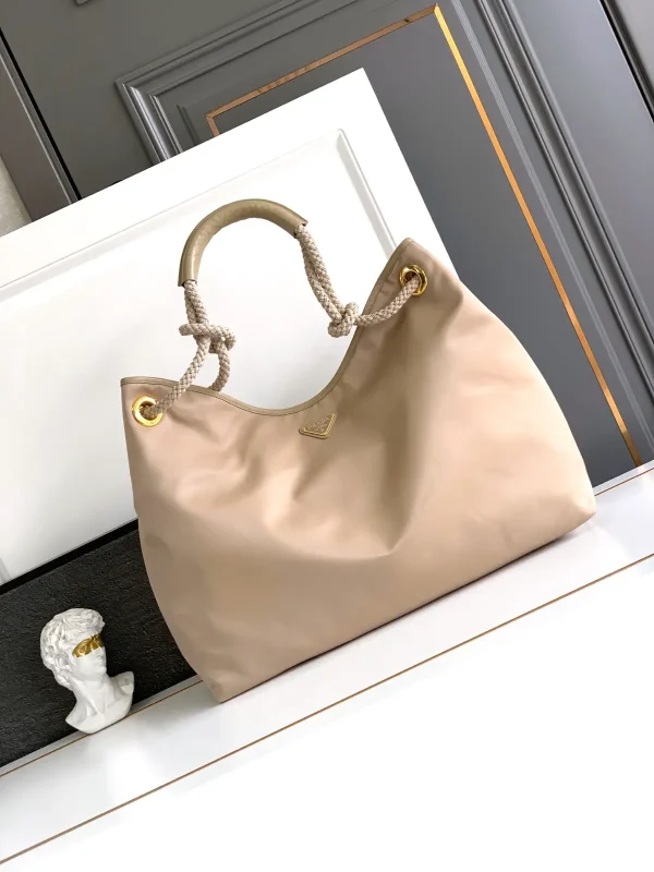 Prada Beige Nylon Tote Bag with Rope Handles image 1