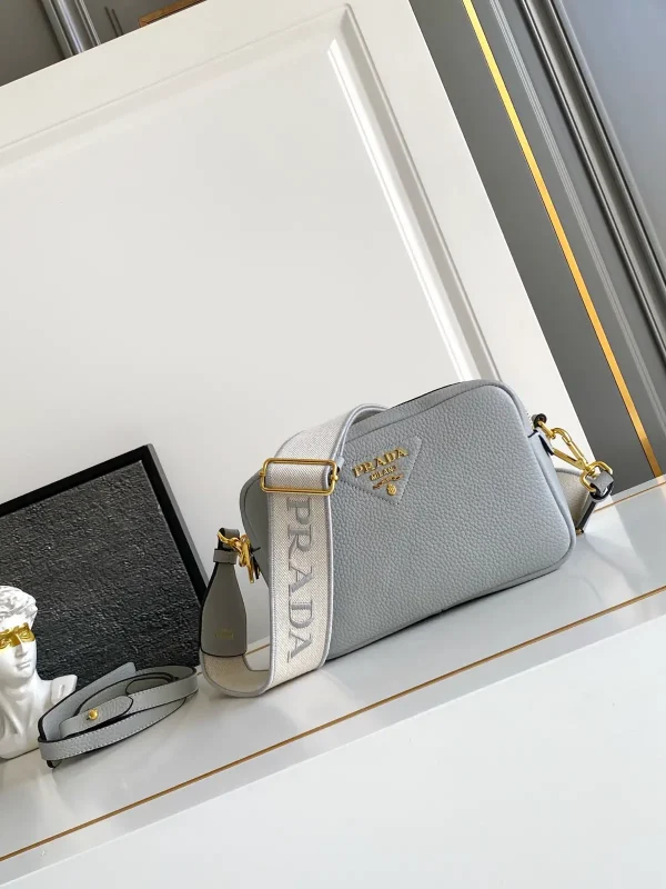 Prada Gray Leather Crossbody Bag with Dual Shoulder Straps image 1