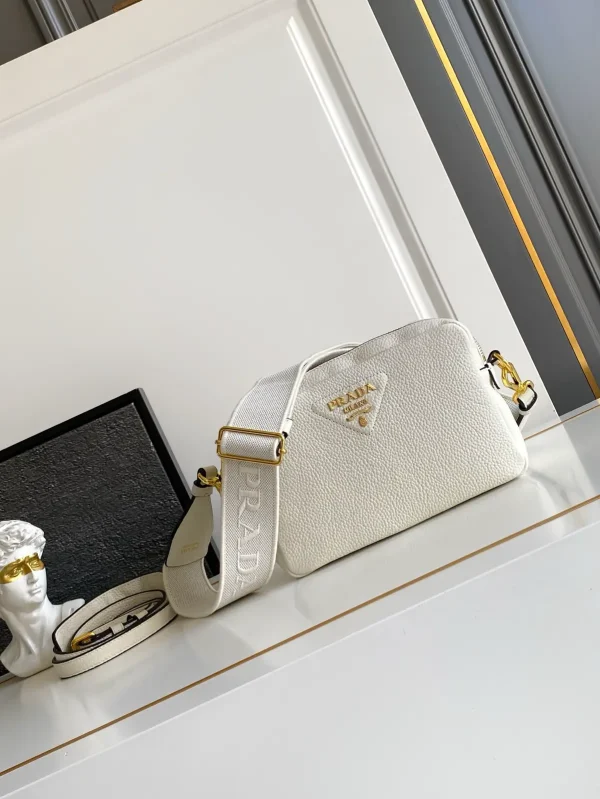 Prada White Leather Crossbody Bag with Dual Shoulder Straps image 1