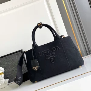 Prada Black Canvas Mini Top Handle Bag image 1