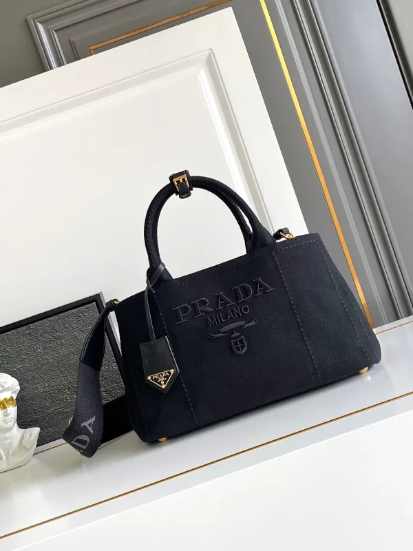 Prada Black Canvas Mini Top Handle Bag image 1