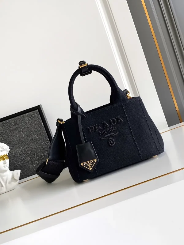 Prada Black Canvas Mini Top Handle Bag image 1