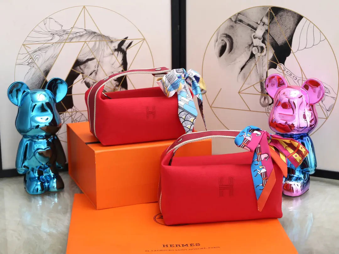 Hermès Red Canvas Top Handle Bag image 1